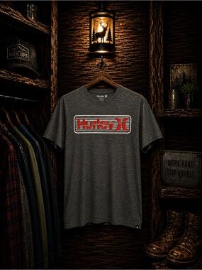 Hurley Graphic Mens Medium Gray T-Shirt EUC
